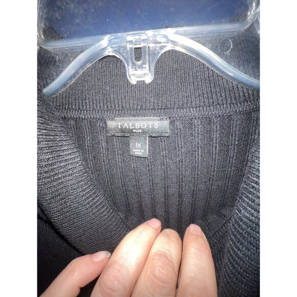 Talbots Black Ribbed Turtleneck Sweater 1X Cotton/Nylon/Spandex - Picture 3 of 5